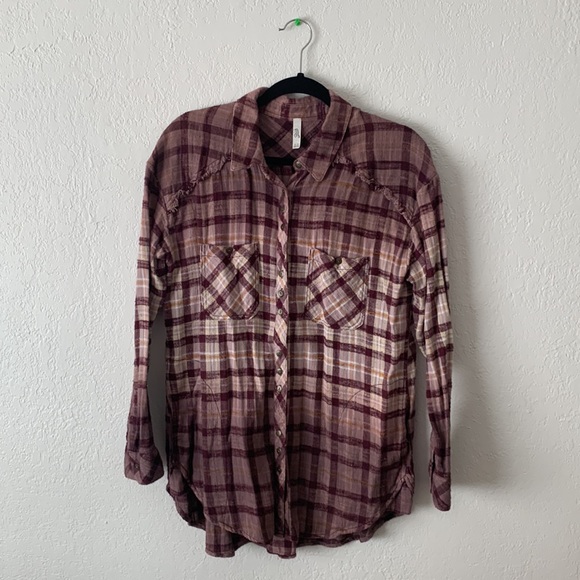 Free People Dip Dye Flannel Buttondown - Picture 5 of 11